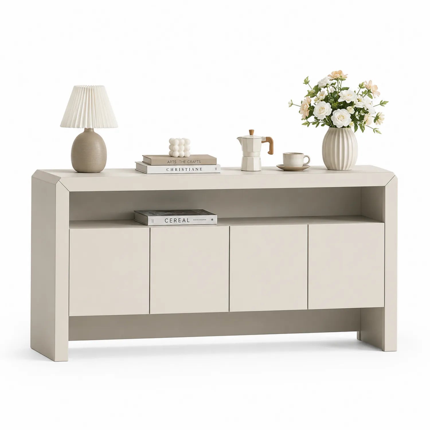 Komoda z MDF, Kremowy, 160 cm