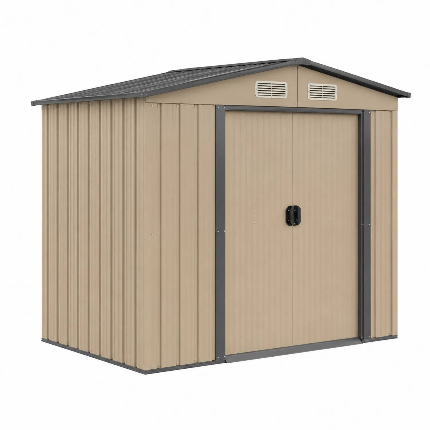 Metalowy domek ogrodowy stalowy 240x120x180 cm Beżowy