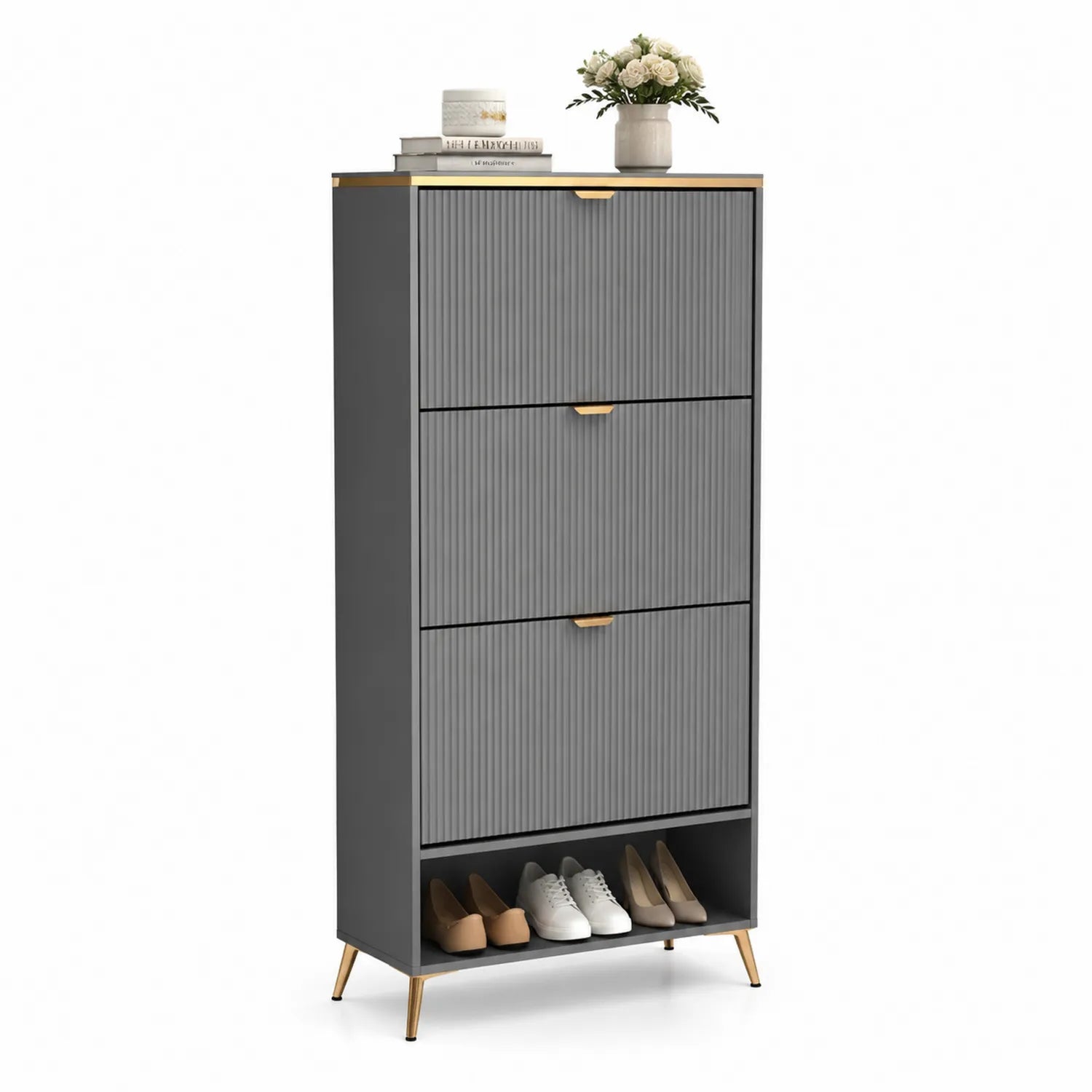 Szafka na buty stalowa i MDF Szara 180x80x25 cm