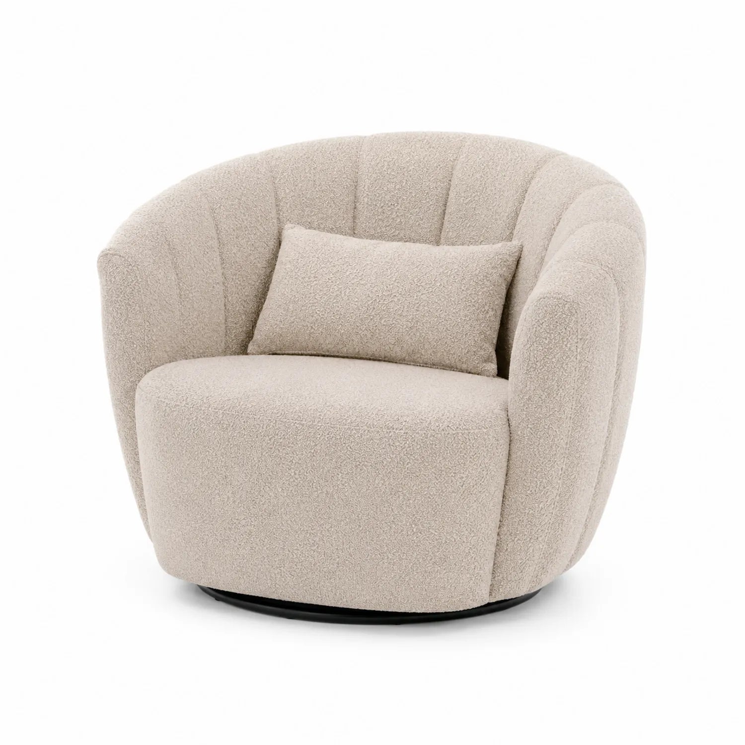 Fotel obrotowy z tkaniny bouclé Beżowy 80x80x70 cm