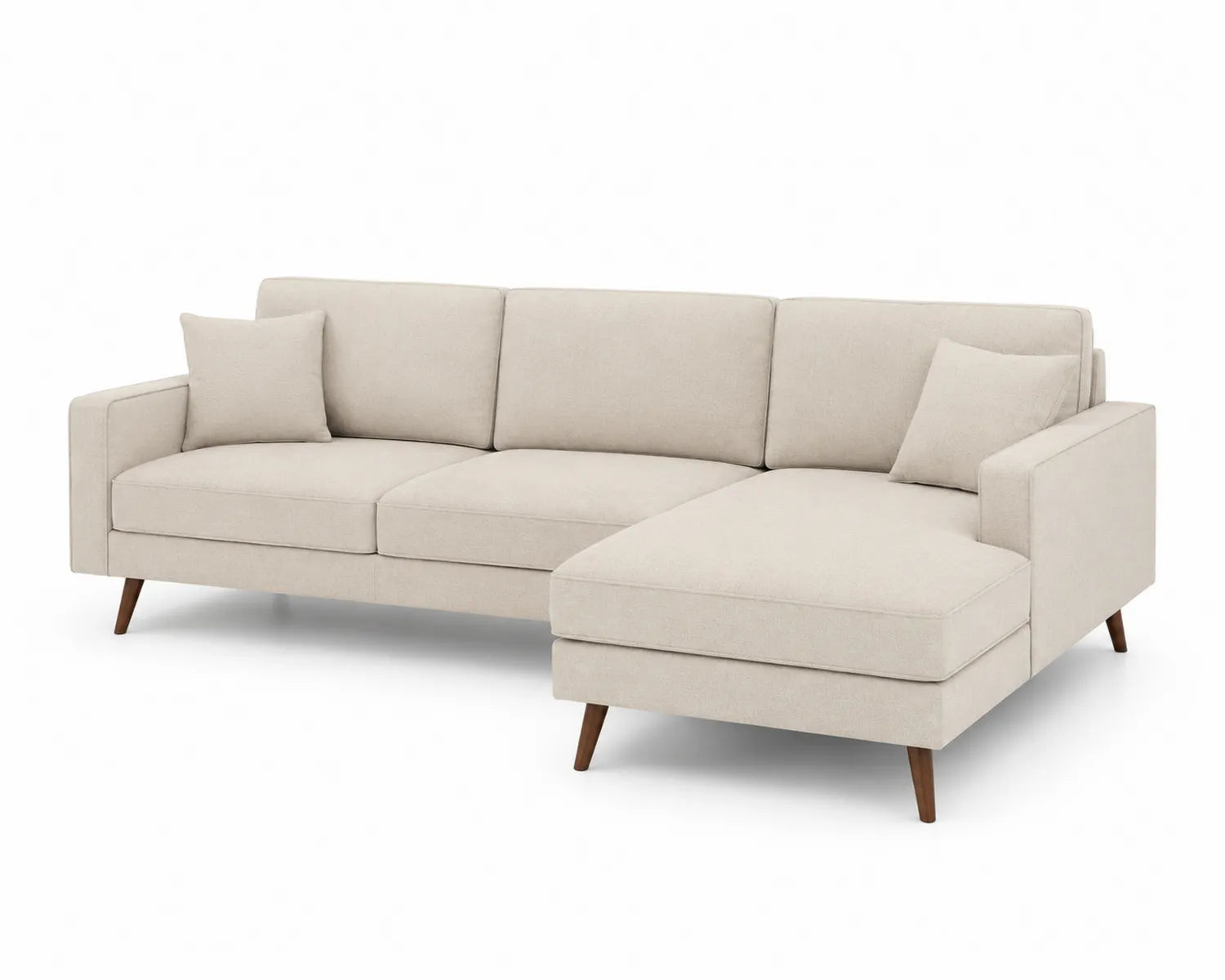 Sofa narożna z szezlongiem, tkanina poliestrowa, Beżowa