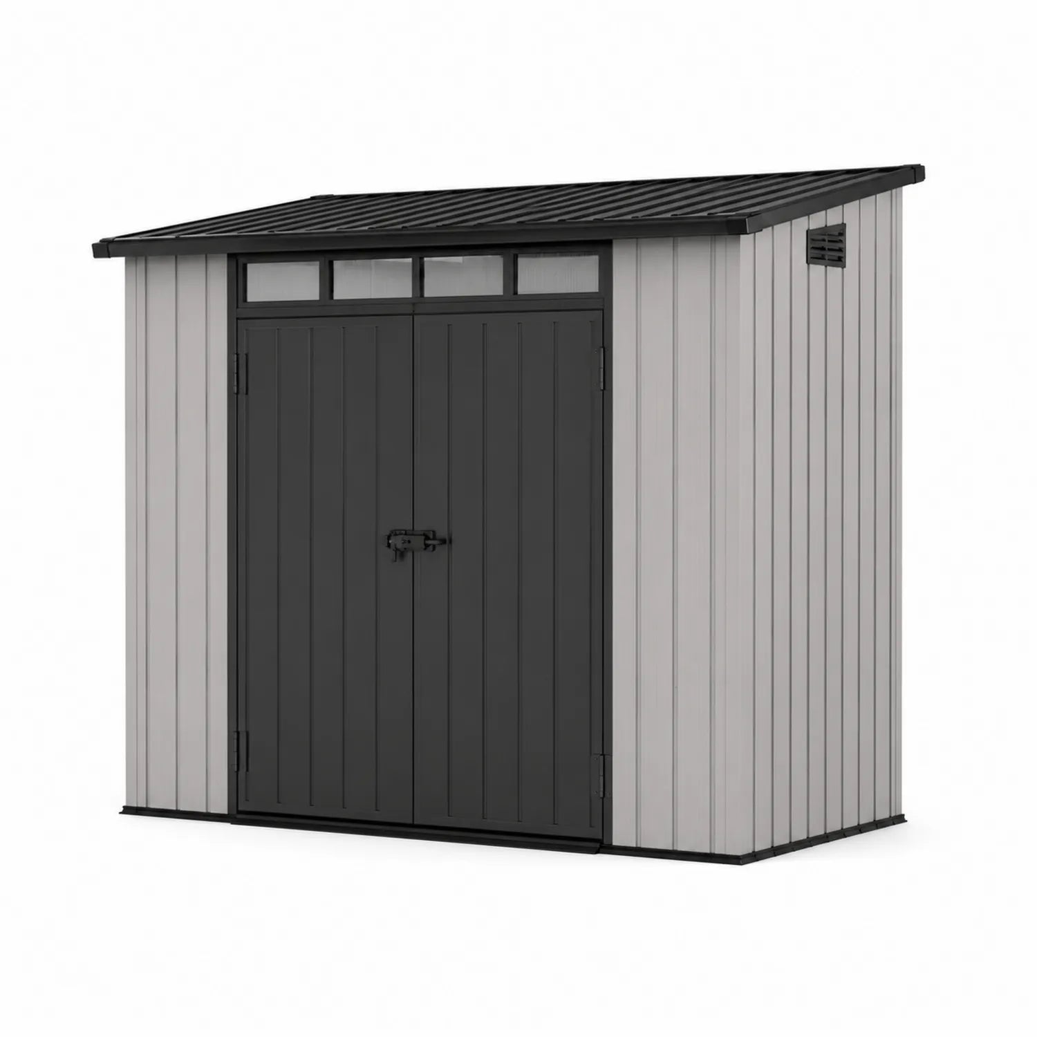 Domek ogrodowy z polipropylenu z oknami 250x320 cm Szary/Czarny