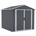 Metalowy domek ogrodowy stalowy szaro-biały 210x130x185 cm