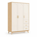 Szafa trzydrzwiowa MDF z laminatem 180x120x50 cm Biała/Jasny dąb