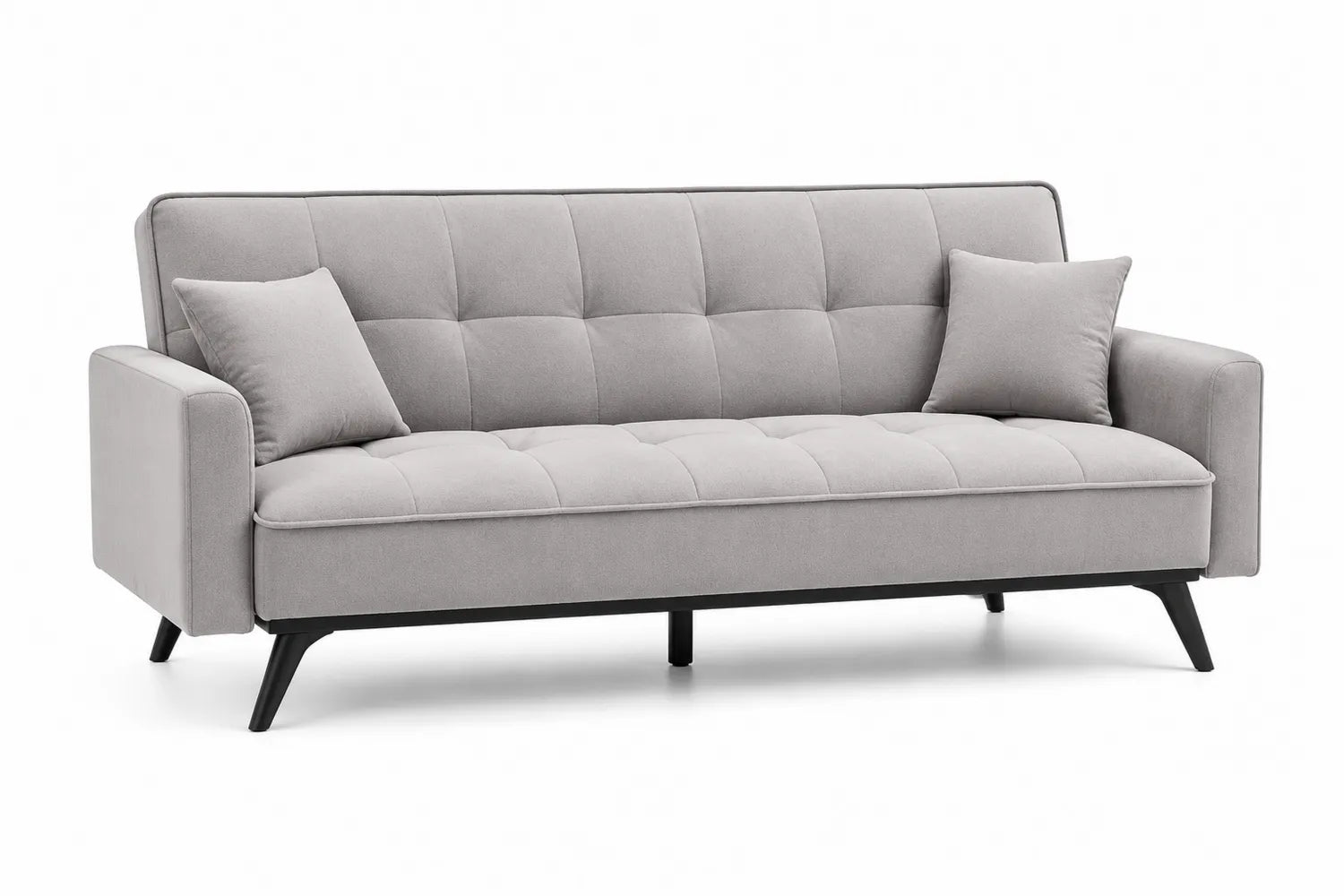 Sofa Rozkładana 3-osobowa Szara z Tkaniny z Metalowymi Nogami
