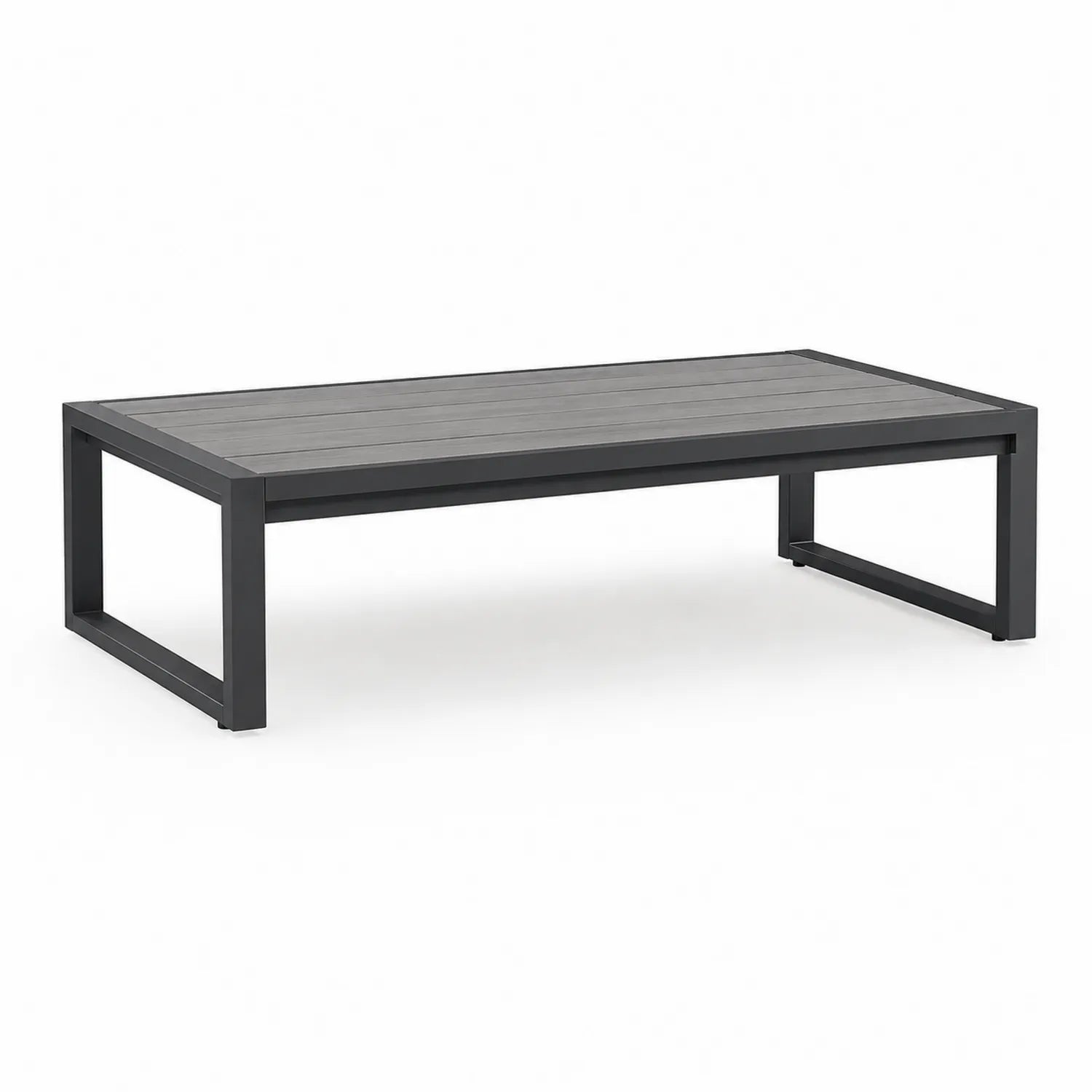 Stolik kawowy prostokątny aluminiowy z kompozytu drewna 120x60 cm Szary