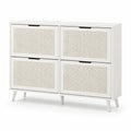 Szafka na obuwie z MDF i rattanem biały 120x80x30 cm