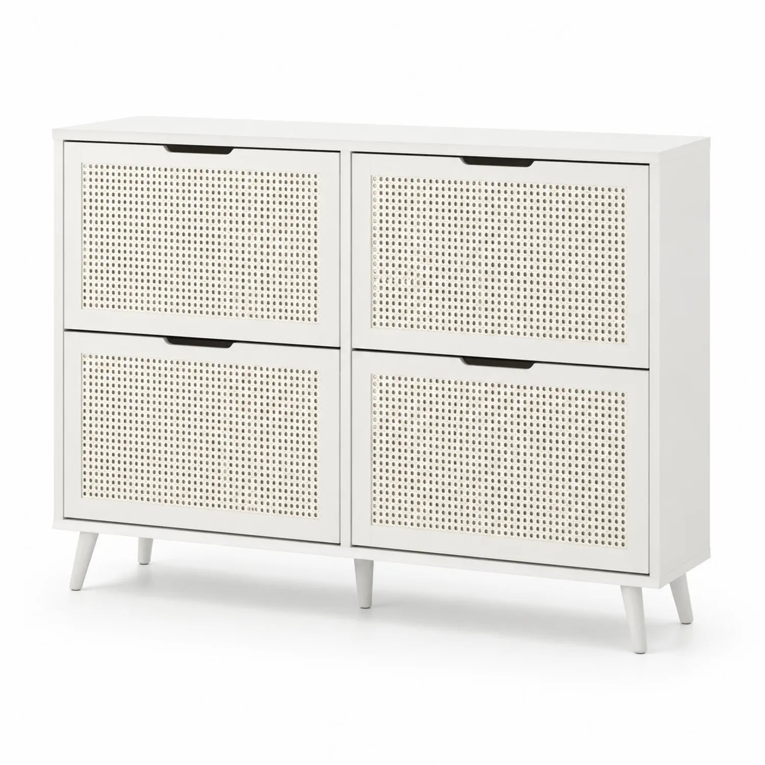 Szafka na obuwie z MDF i rattanem biały 120x80x30 cm