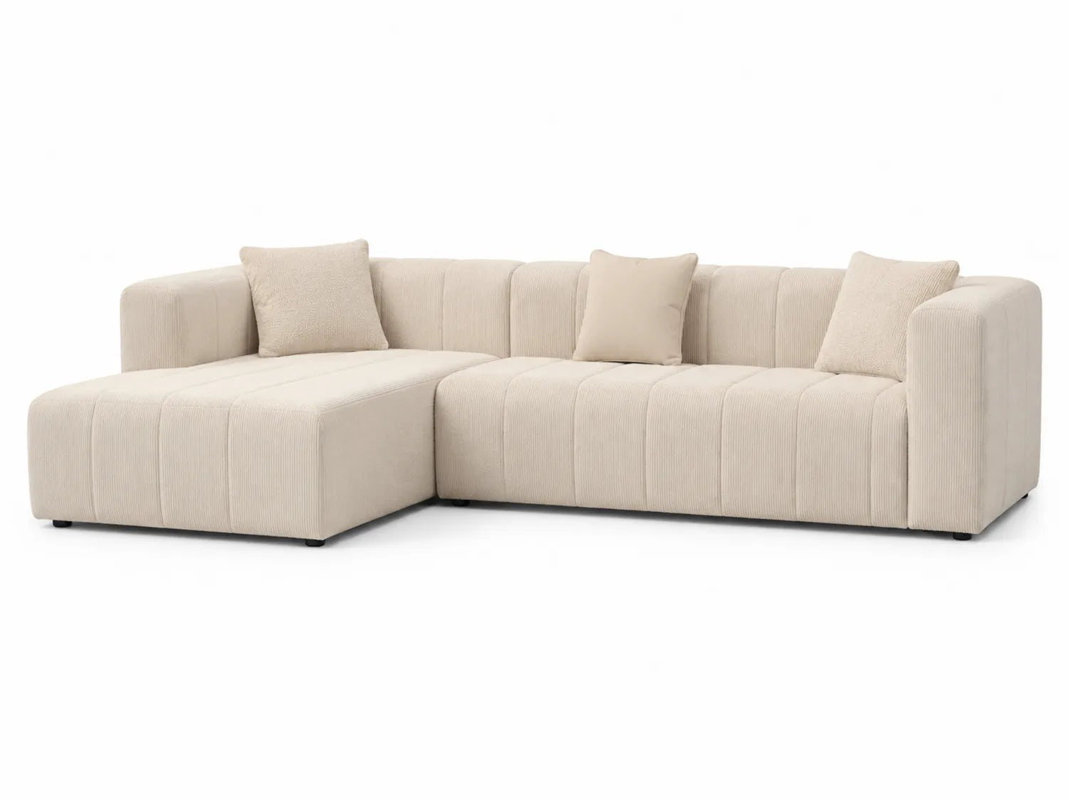 Narożna sofa z tkaniny sztruksowej, Beżowa, 265 cm x 205 cm