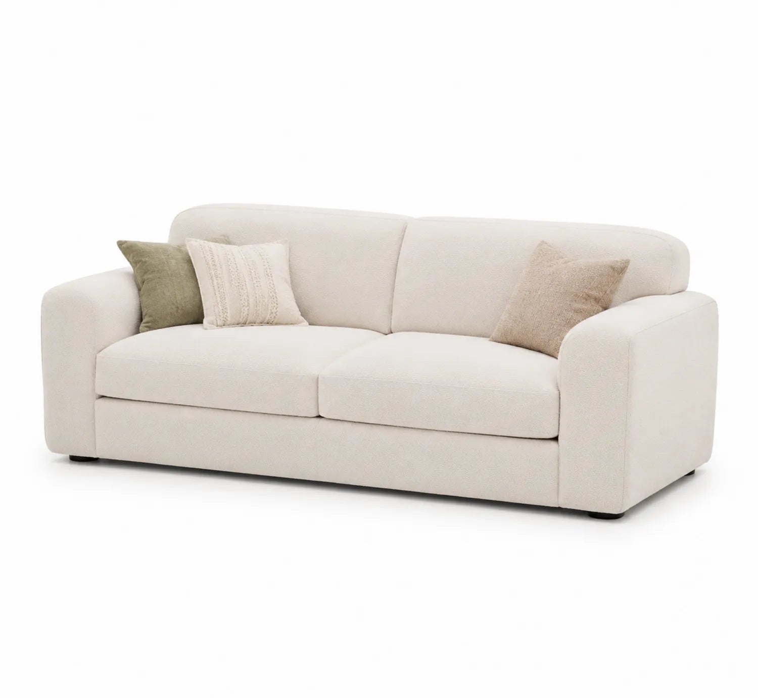 Sofa trzyosobowa z tkaniny kremowa