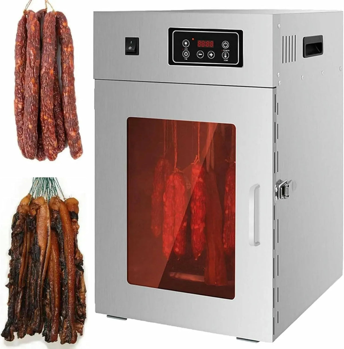 ByBoDi suszarka do żywności, Dehydrater żywności, Szafa, 800 W, stal nierdzewna, do suszenia mięsa z kontrolą cyfrową