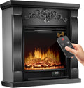 KESSER kominek elektryczny, Elektryczny grzejnik, 1800 W, efekt 3D, czarny, Elektryczny kominek z 3D LED efekt płomienia, ® Elektryczny kominek