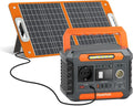 Generator prądu, 230 Wh, 300 W, 600 W, oświetlenie LED, FlashFish przenośna stacja zasilająca 230 Wh z panelem słonecznym 60 W, z 2 przyłączami DC
