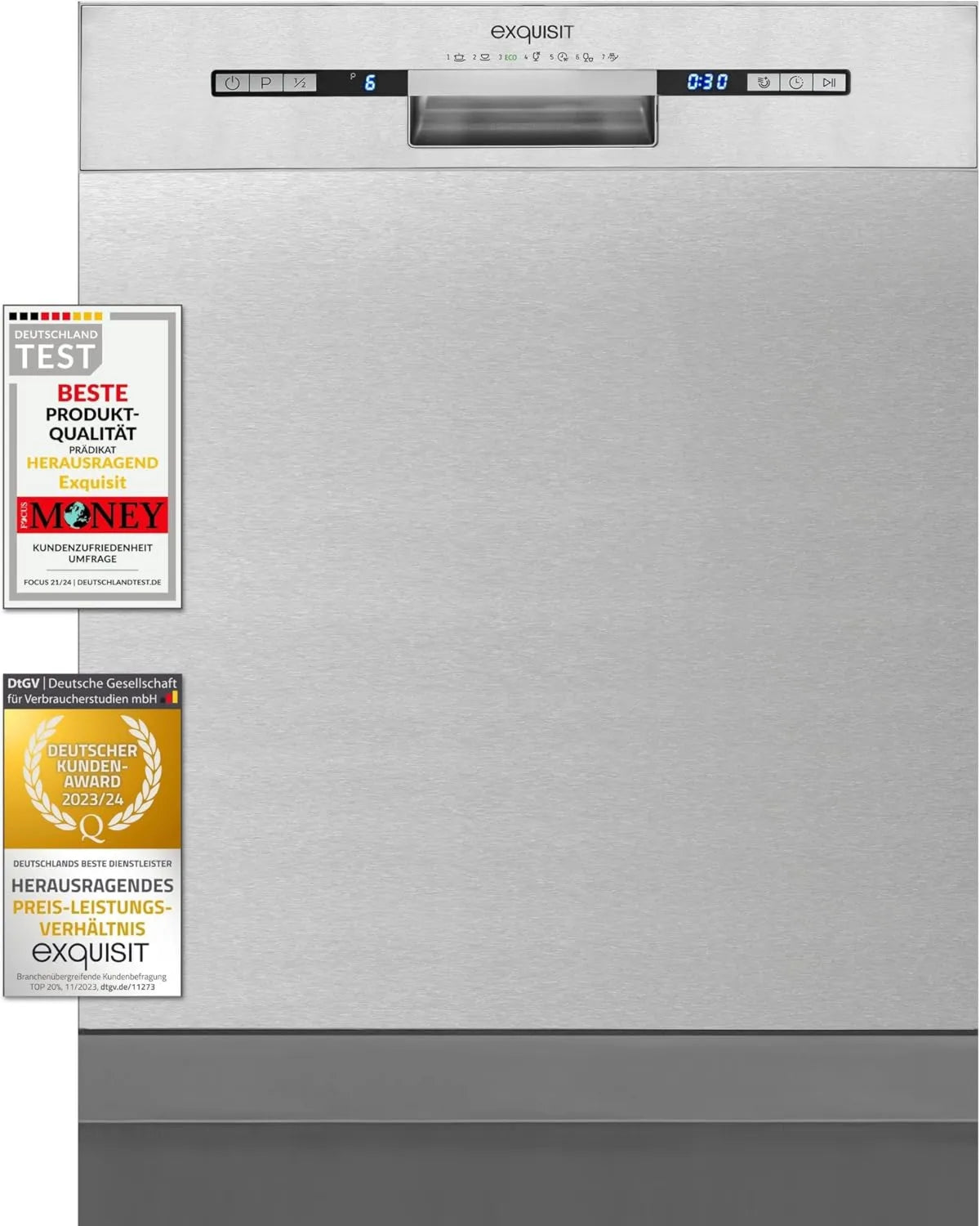 Exquisit zmywarka, Wybitna do naczyń EGSP9313- EF- 030E, 60 cm, wbudowana, stal nierdzewna, 13 sztućców, INOX EGSP9313-EF-030E