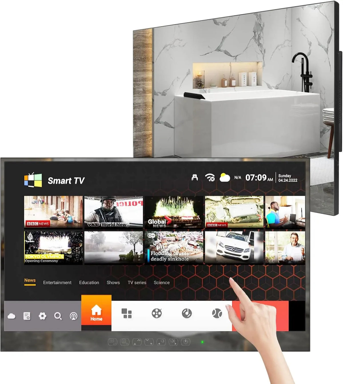 Soulaca telewizor, Smart TV 1080P HYM27E-TBLS11017, 27 cali, TV, WiFi, IP65, Bluetooth, biały, Model 2025