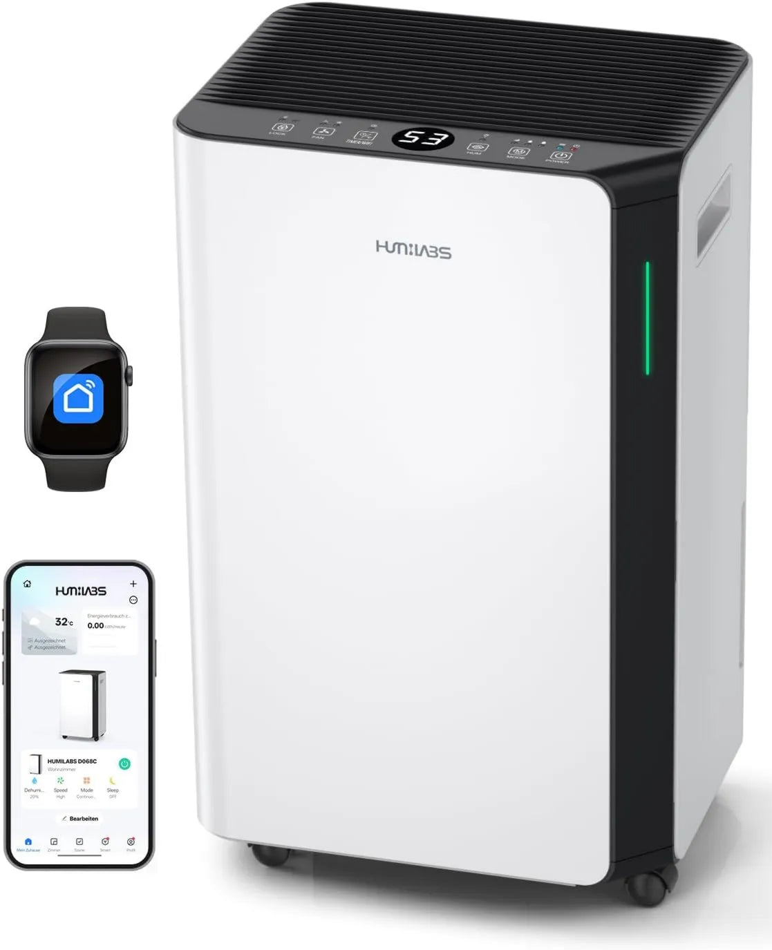 Osuszacz powietrza, 60 m², 4,5 l, timer, sterowanie WiFi, HUMILABS Elektryczny osuszacz powietrza, do pomieszczeń o powierzchni 60 m²