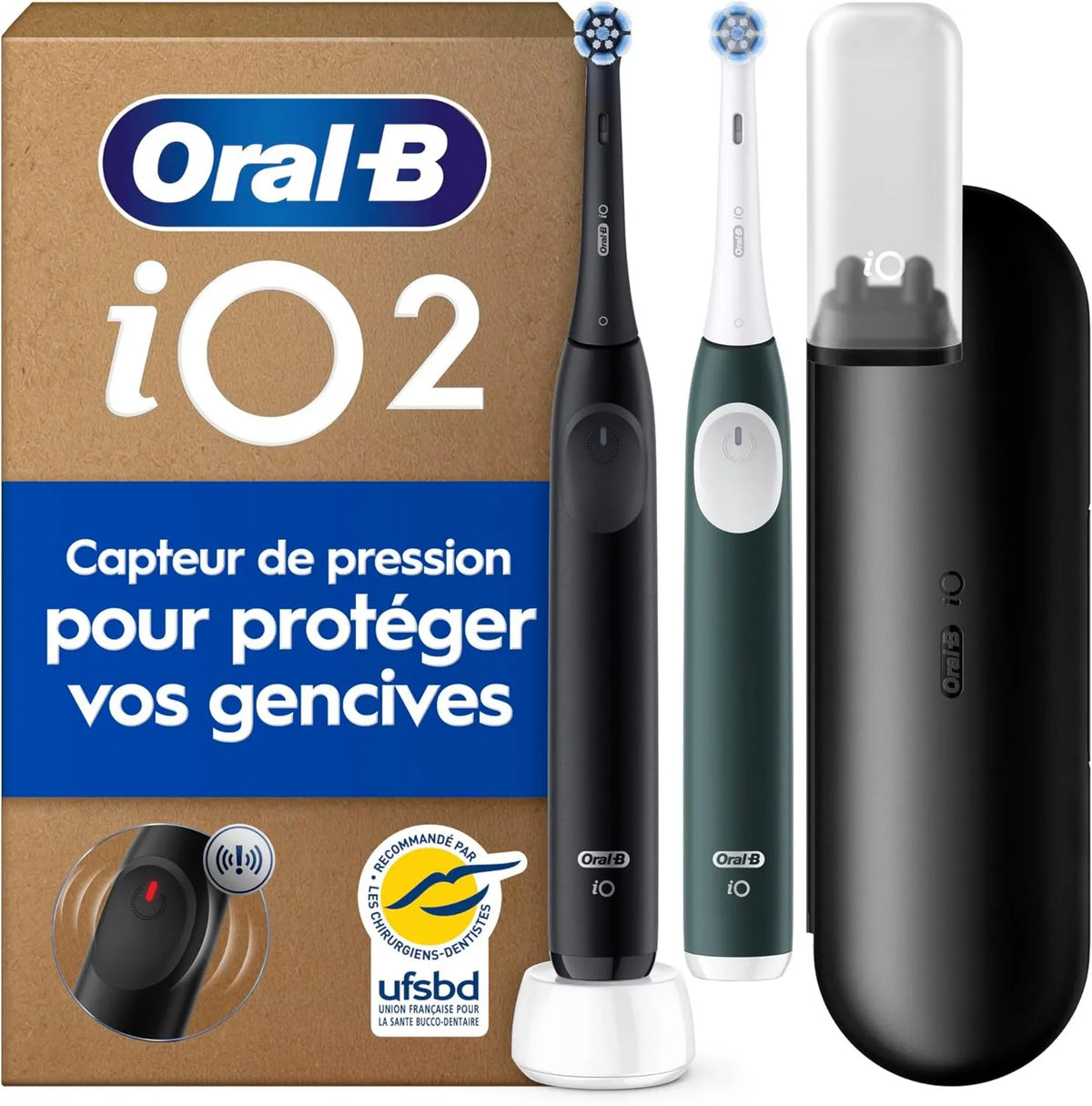 Oral-B, 2 Szczotki, Czarne, Oral- B Szczotki z elektrycznymi zębami iO 2, Zielone
