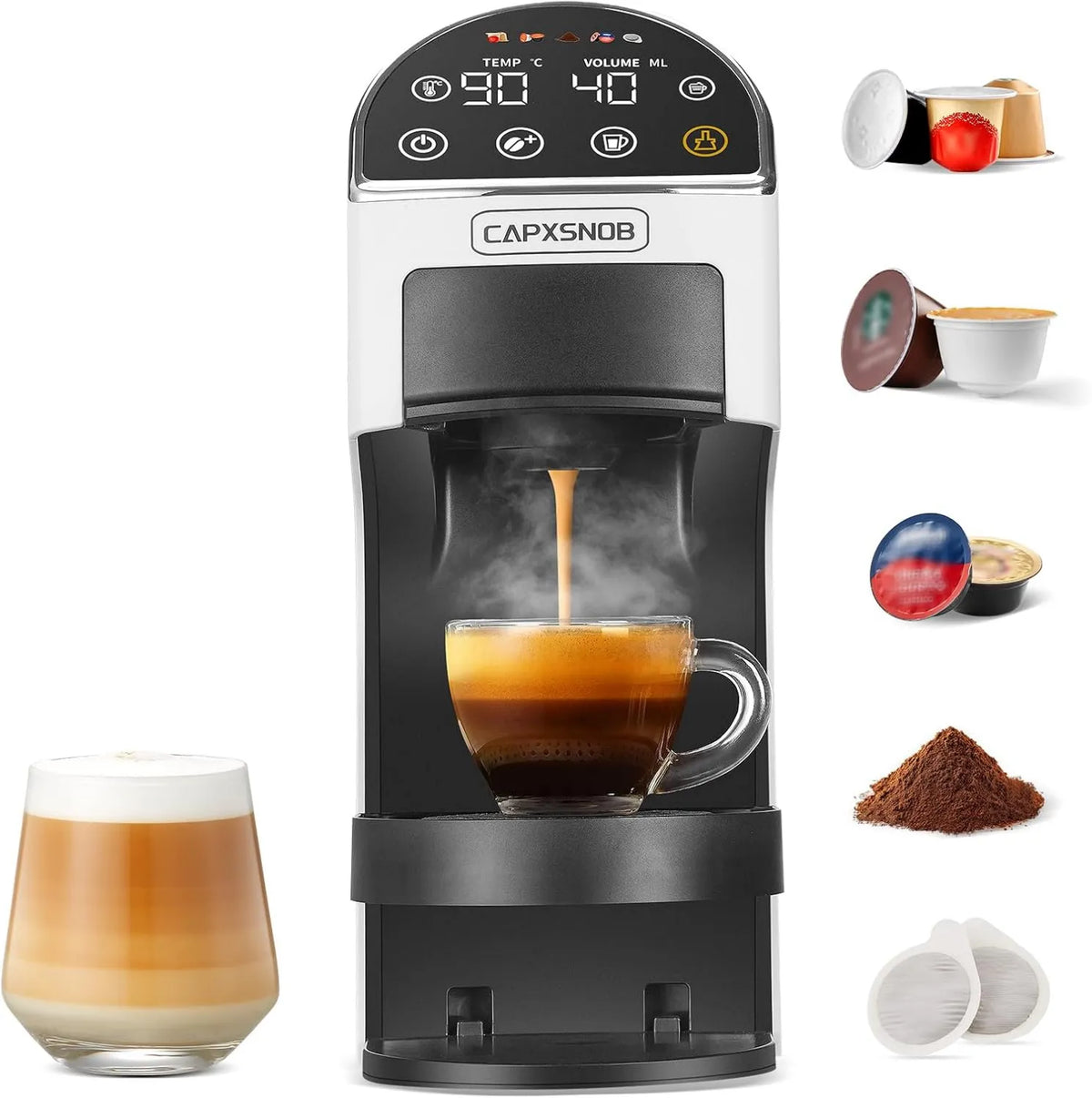 CAPXSNOB, Nespresso ESE 44 Magician2 Elektryczny ekspres do kawy, dotyk, 20bar, Tactical Screen, BPA Free