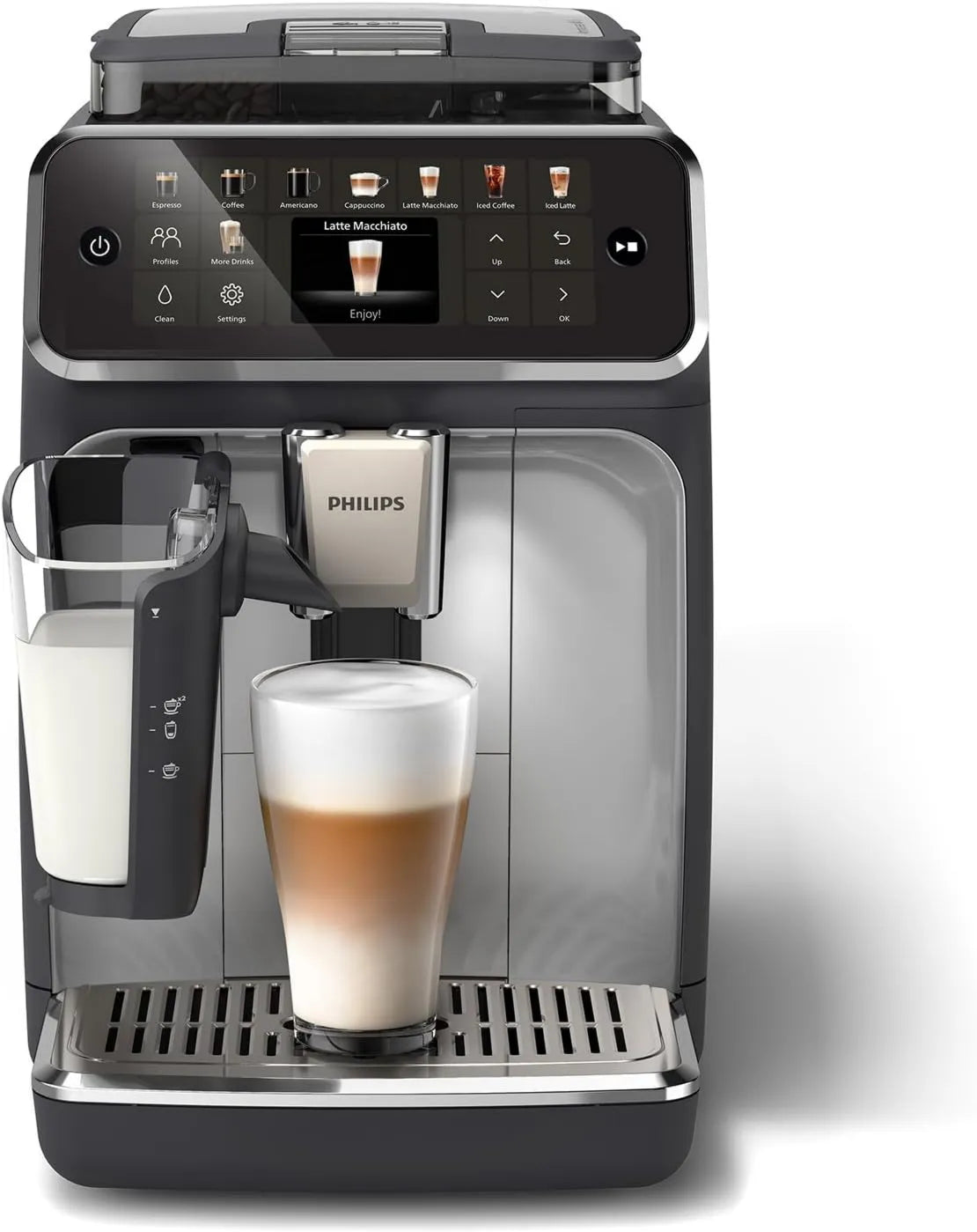 PHILIPS automatyczny ekspres do kawy, 20 gorących i lodowych napojów, ekspres do kawy ziarna 5500, LatteGo, SilentBrew 40% spokojniejszy EP5546 / 70, QuickStart, HomeID, Expresso EP5546/70
