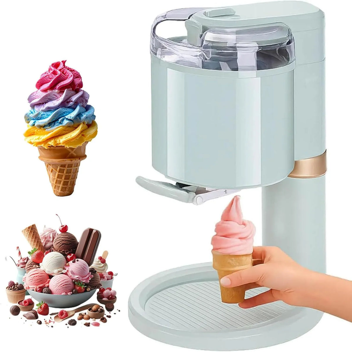 Generic, kostkarka do lodu, lodu i sorbetu, 1 l, stal nierdzewna, do lodu włoskiego