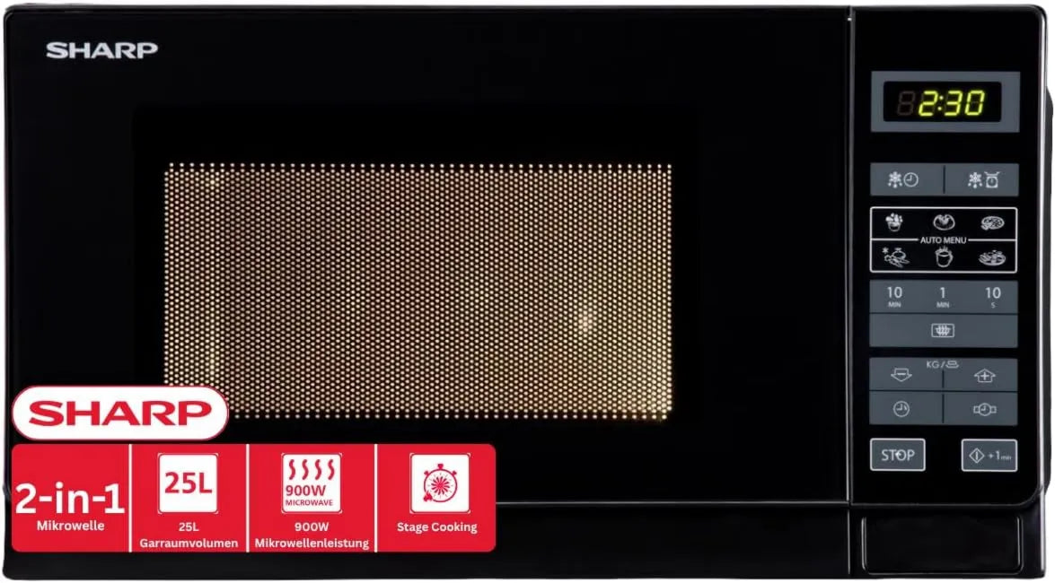 Sharp, R- 742BKW Kuchenka mikrofalowa, 25 l, grill, mikrofalówka, czarny R-742BKW