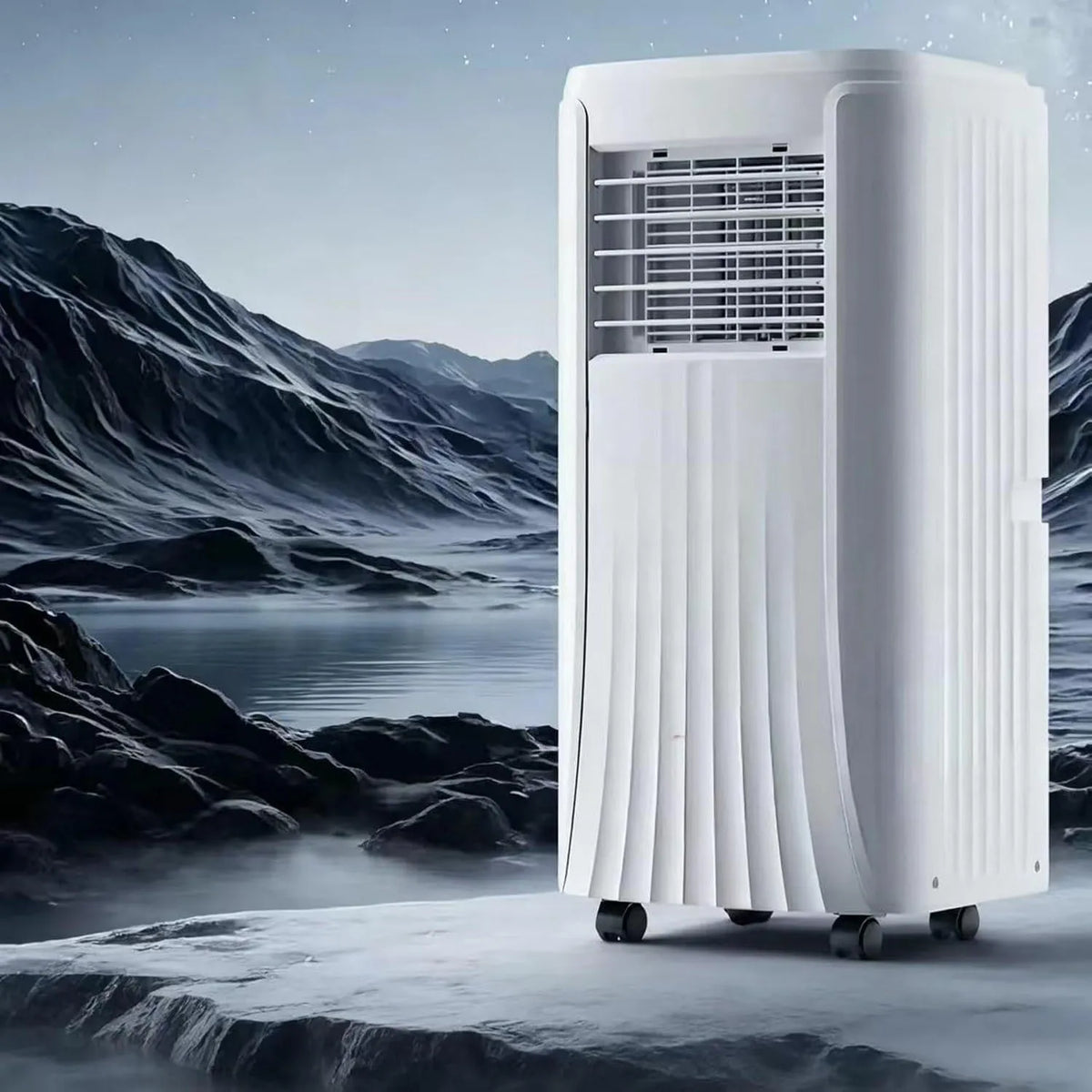 HUANQIN klimatyzator przenośny, Klimatyzator 9000BTU- standard, przenośny, biały, Zdalne sterowanie i zestaw instalacyjny Okno, Wentylator, Niski poziom hałasu i ekonomia energetyczna, Biały 9000BTU-standard