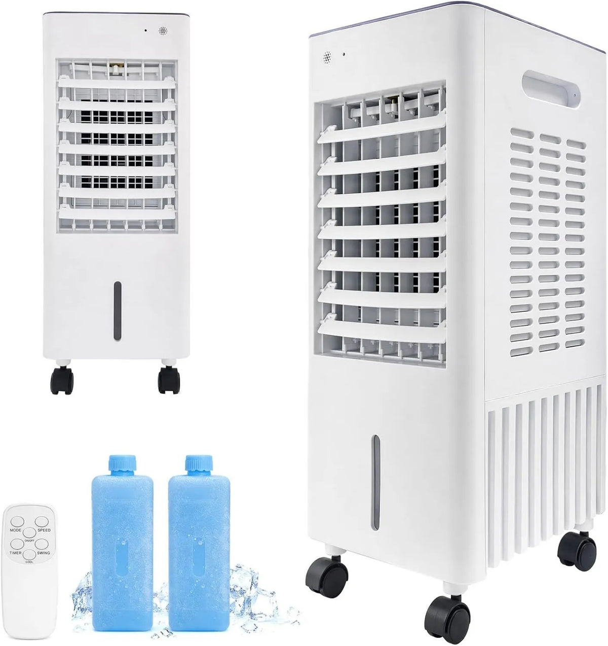 Simsky klimatyzator przenośny, Klimatyzator, 12 l, 4-in-1 Odświeżacz, Duży zbiornik, 2 bloki lodu, 12 l Zbiornik z wskaźnikiem poziomu, Zdalne sterowanie, Ekran 4-en-1