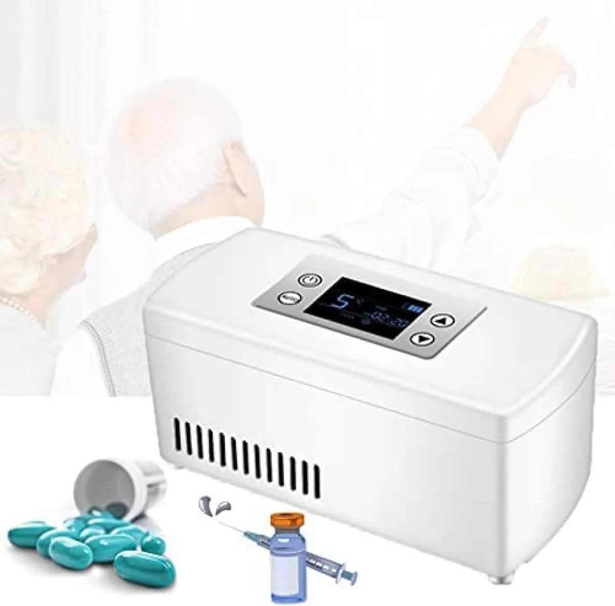 Generic minilodówka, Przenośna lodówka medyczna, 2 do 8°C, wyświetlacz LCD, transport insuliny i leków, inteligentna kontrola temperatury 2- 8°C