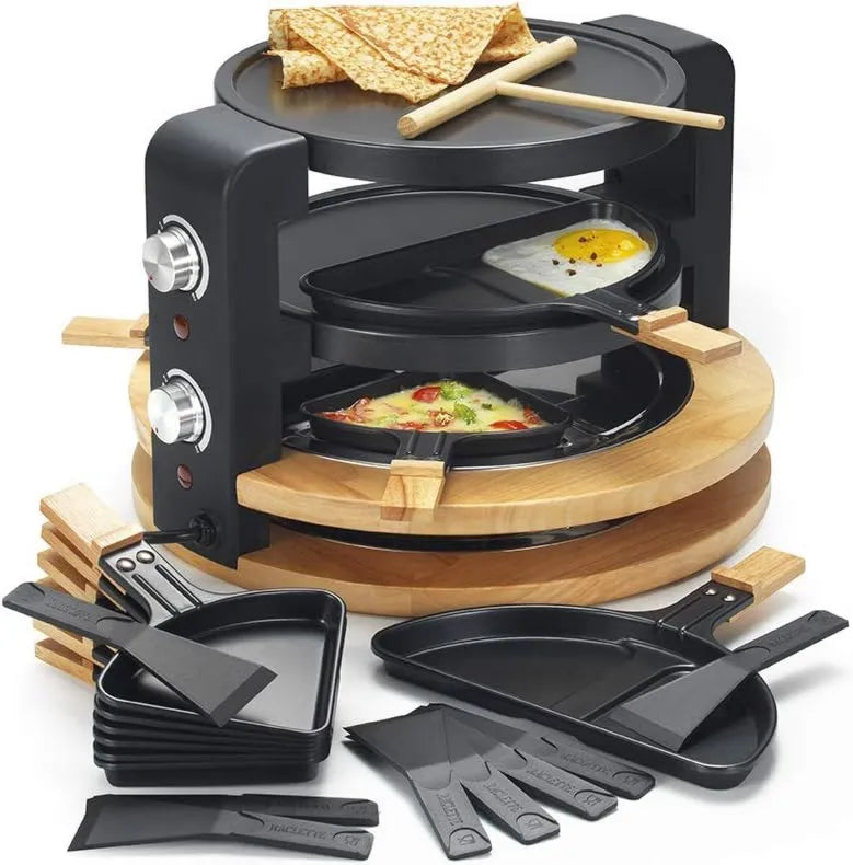 Kitchen Chef, KCWOOD.8.SUPER Apparatus, 1500 W, grill, przyrząd Raclette 8 / 10 Ludzie 1500 w + Grill + Crêpeière