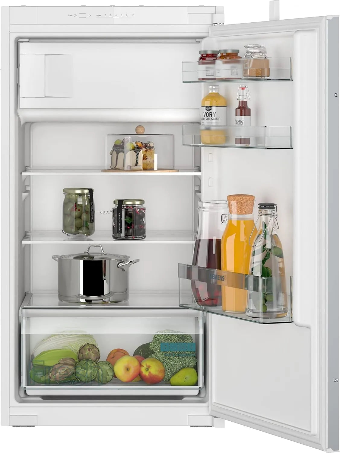 SIEMENS lodówka, iQ100 KI32LNSE0 Zamrażarka, 132 l, 102 x 56 cm, do zabudowy oświetlenie, dioda LED, superChłodzenie, 15 l zamrażarka, autoprzepływ powietrza