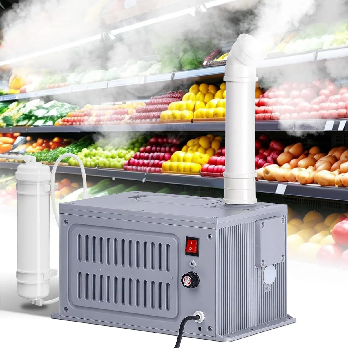 OUJIMAI, Wilgotnik, nawilżacz przemysłowy, 160 m3 / h, 3 kg, profesjonalny, do dużych części Dysza regulowana Automati wyjście mgły
