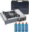 Kemper kuchenka przenośna, Płyta gazowa, 2200 W, przenośne, plener, dotyk, kemping, stal nierdzewna, piec gazowy
