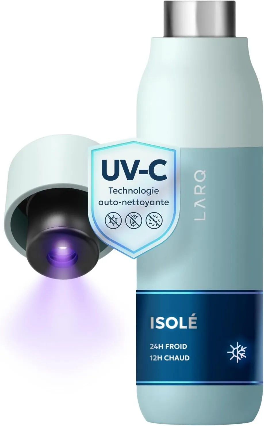 LARQ, 24h 12h Projekt Prime, Stal nierdzewna, do czyszczenia PureVis Gourde Termal Self-z UV- C Oczyszczacz wody, 100% wodoodporny, utrzymuje Froid 24h i