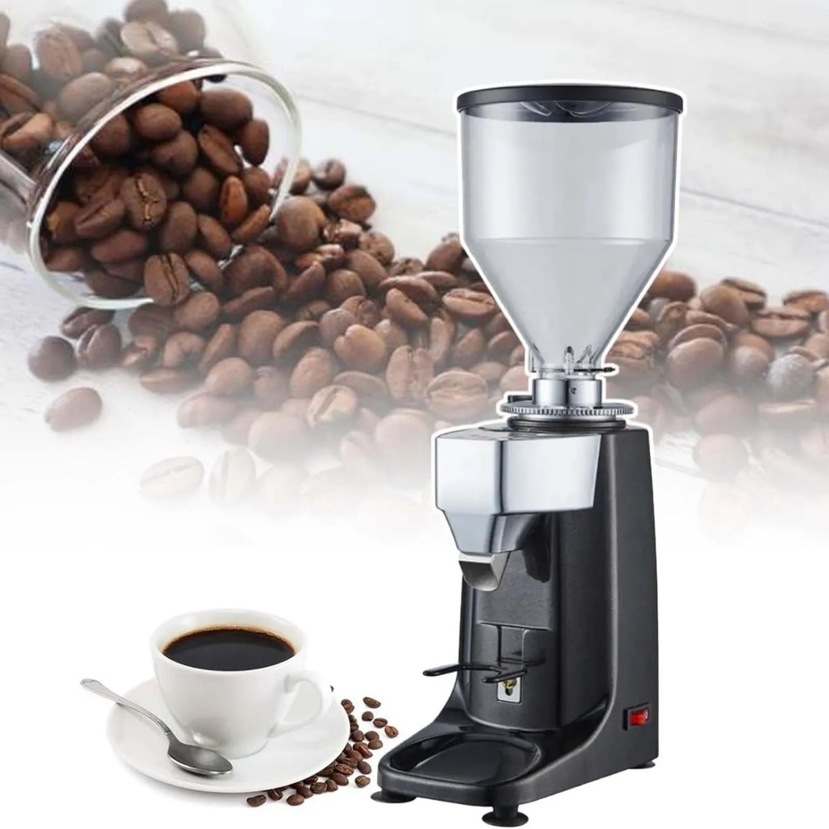 HCAUYNN, Mill, młyn do ziaren kawy, 1, 5 l, duży zbiornik, profesjonalny, zdejmowalny, czarny, dla Moka I Americano, Małe