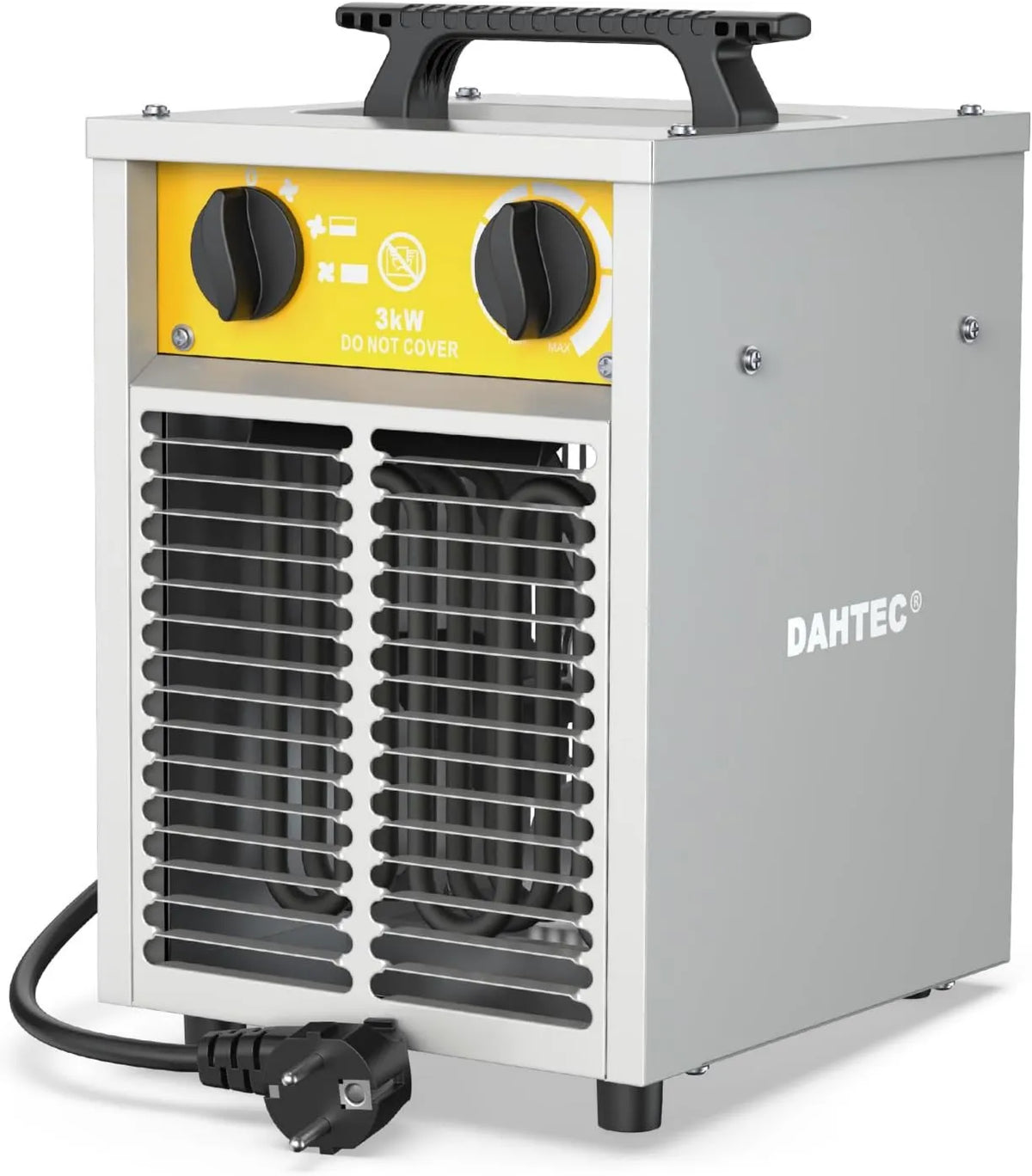 DAHTEC, Grzejnik elektryczny, 3000 W, Przemysłowy, Termostat & Ogrzewanie Ochrona, Stalowa tusza