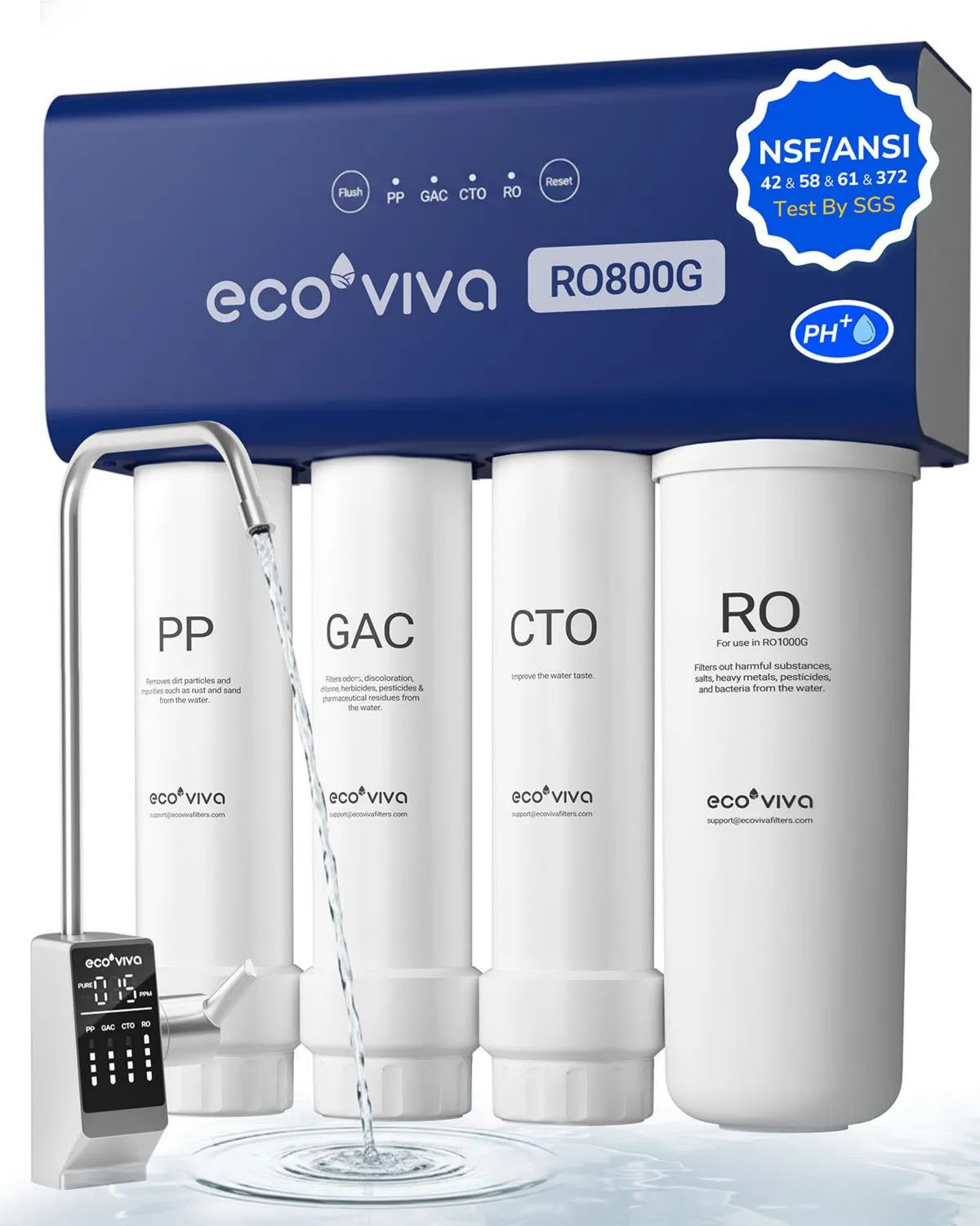 Ecoviva, Galony, 800, Inverse Osmosoeur Bez rezerwatu 9 kroków