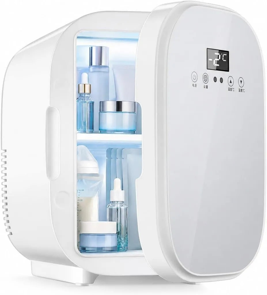 Baannaww minilodówka, Lodówka, 6 l, dotyk dotykowy, elektryczna aparatura chłodnicza, Mini lodówka Beauty 6 l z ekranem cyfrowym i dotykiem
