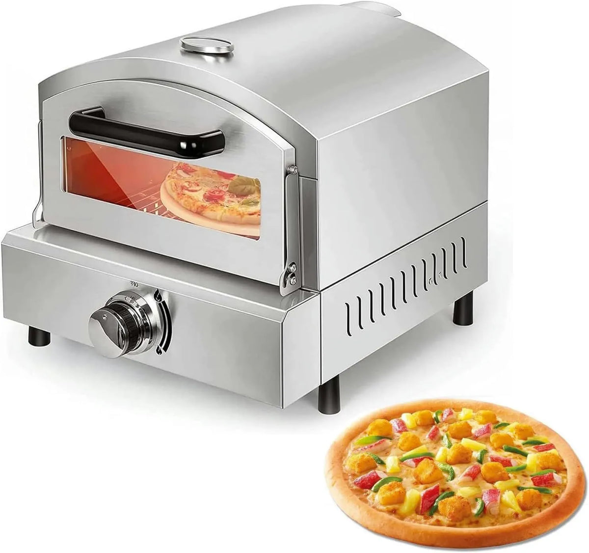 ANXYYDS piec do pizzy, Elektryczny mini piekarnik do pizzy, licznik czasu, profesjonalny, restauracja, stal nierdzewna