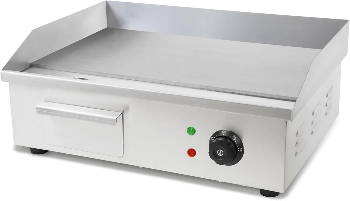 VERTES Plancha Grill 3000 W ze stali nierdzewnej Powierzchnia grillowa gładka 55 x 35 cm, funkcja grilla, ochrona przed rozpryskami i ciepłem