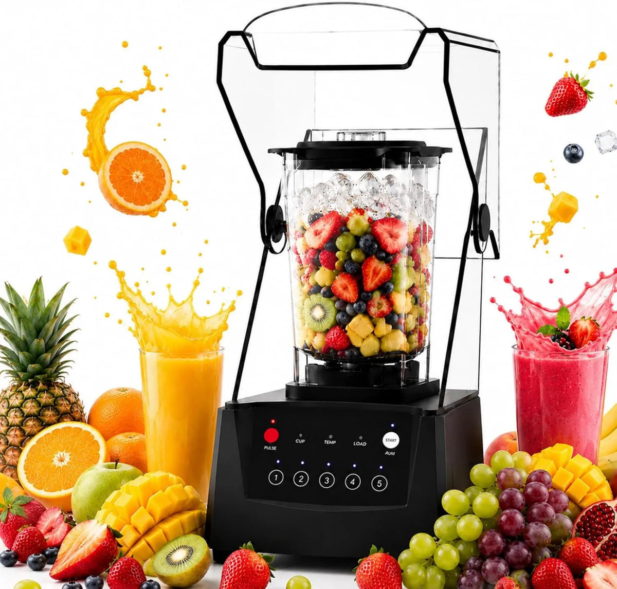 SHUMIAO blender kielichowy, Mikser, 2200 W, 5 programów, profesjonalny, Bol 70 Oz