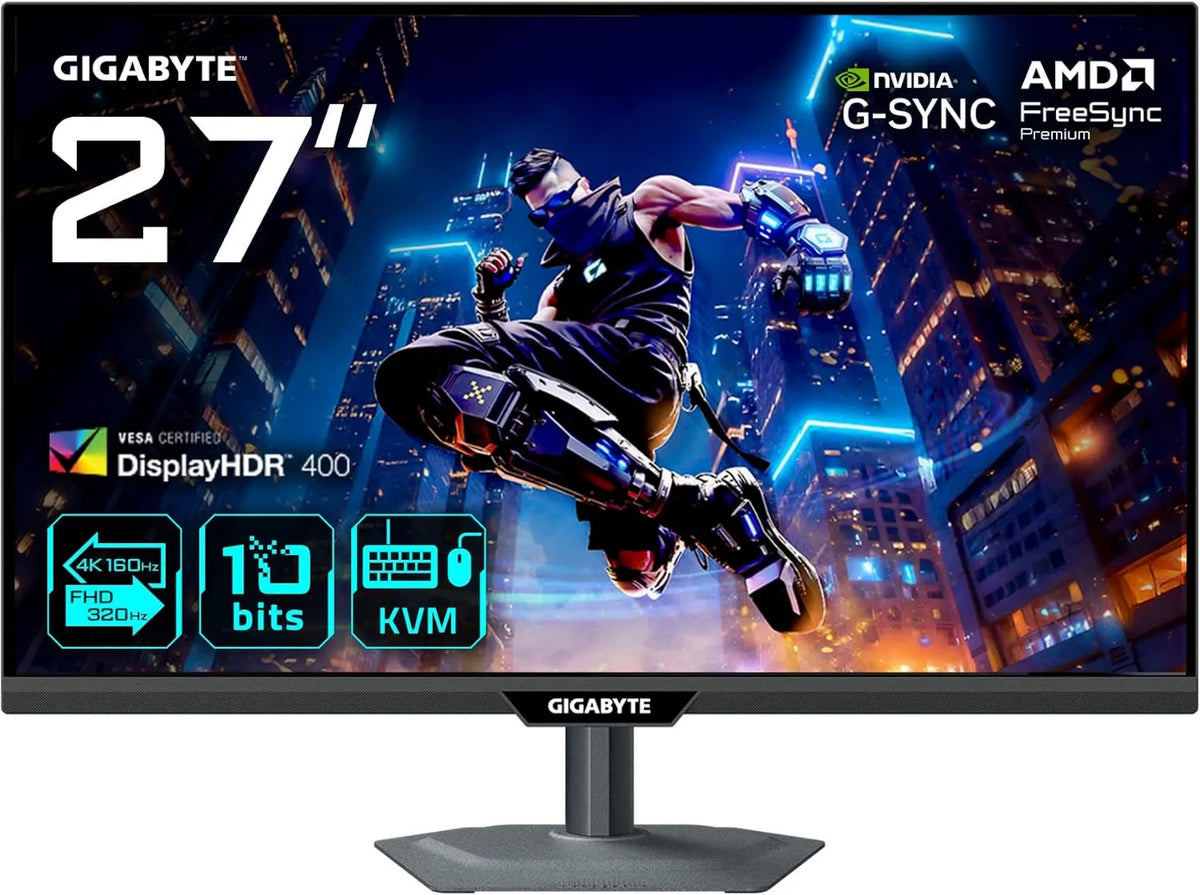 GIGABYTE monitor komputerowy, Monitor, 3840 × 2160, 1 ms, 160 Hz, GIGABITE M27UP DisplayHDR400, 4K UHD, Full HD, HDMI, 350 CD, m2, 4K 160 Hz lub FHD 320 Hz, DisplayPort 1, 1ms