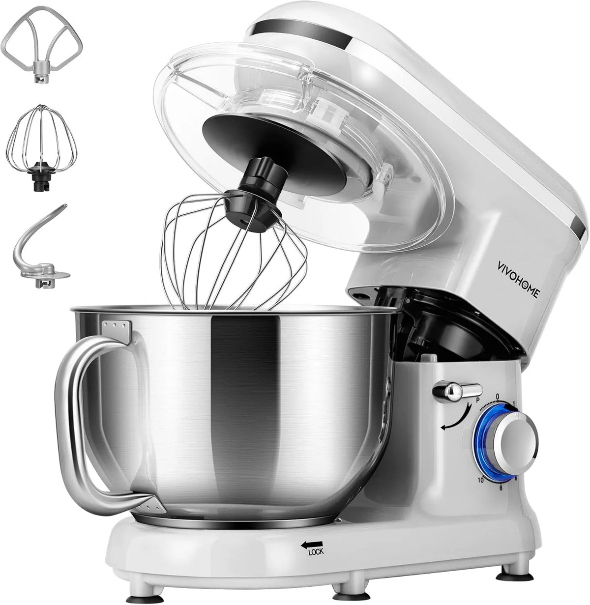 VIVOHOME mikser planetarny, Silnik, Robot, 5.7 l, 1500 W, Pastry, Stal nierdzewna, 10 prędkości, dla Piekarskiego Chleba