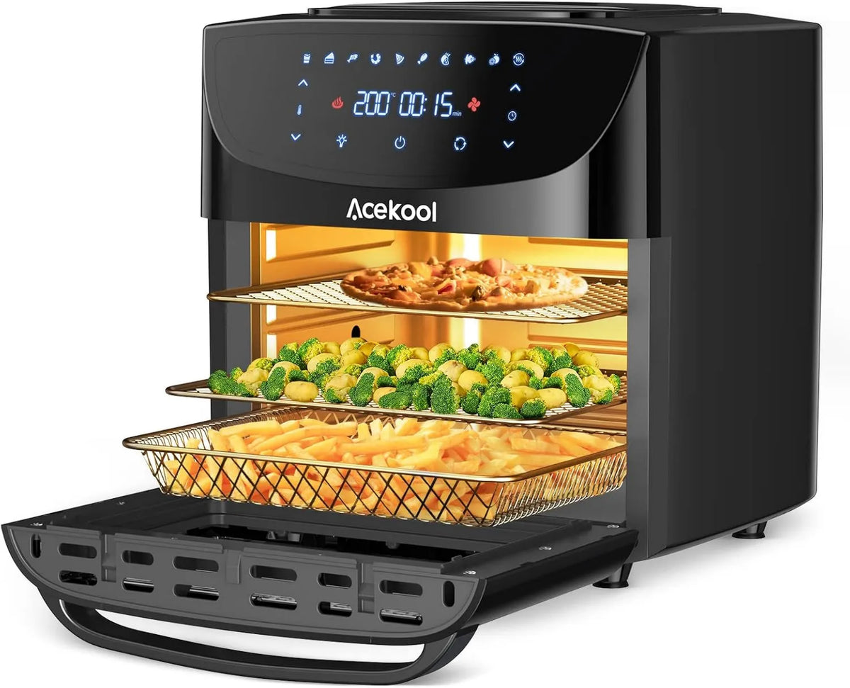 Acekool frytkownica beztłuszczowa, 18 l, 1800 W, 10 programów, dotyk, licznik, stal nierdzewna