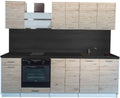 Cuisineandcie, Produkt ECO Noyer Blanchi 240 cm, Kuchenka mikrofalowa, Zestaw 7 mebli, Storage Kitchen Dysponuje kompletny