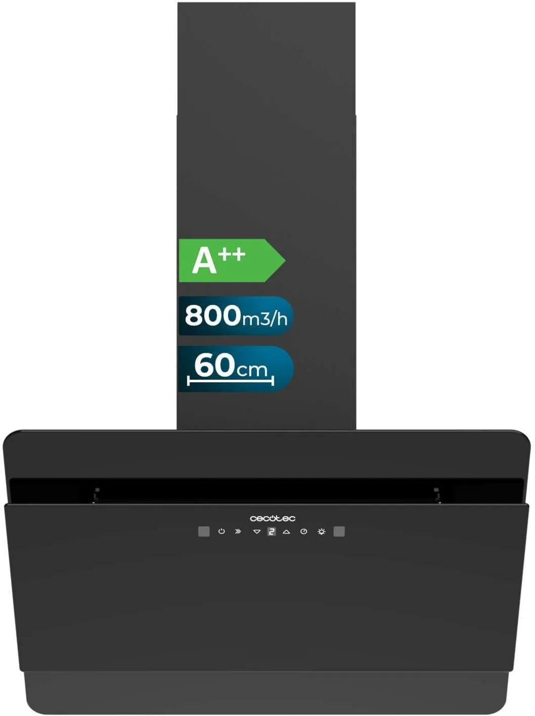 Cecotec okap kuchenny, Bolero DT Flux, 60 cm, 800 m3 / h, oświetlenie LED, dotyk, czarny m3/h