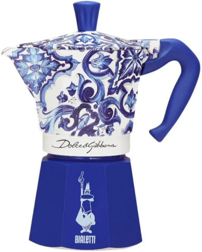 Ekspres ciśnieniowy, 6 filiżanek, Bialetti Dolce & Gabbana Mocha Express Blue Mediterraneo na 6 filiżanek, Direct Fire, ekspres do kawy